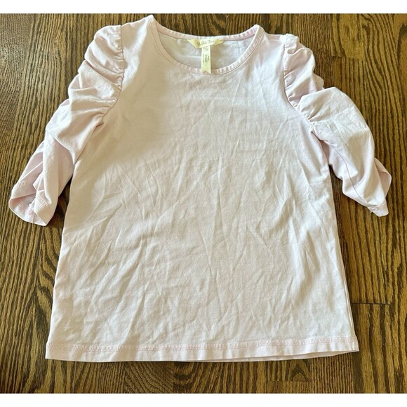 Matilda Jane Light Pink Puff Sleeve Shirred Layering Shirt Size 10 Ruched Top‎ - Picture 1 of 6